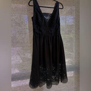 Gray Eyelet V-Neck Sleeveless Dress